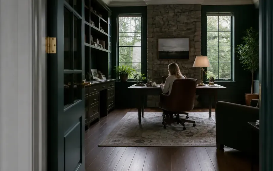 A workplace interior that suggests a specific industry, seen from the doorway
