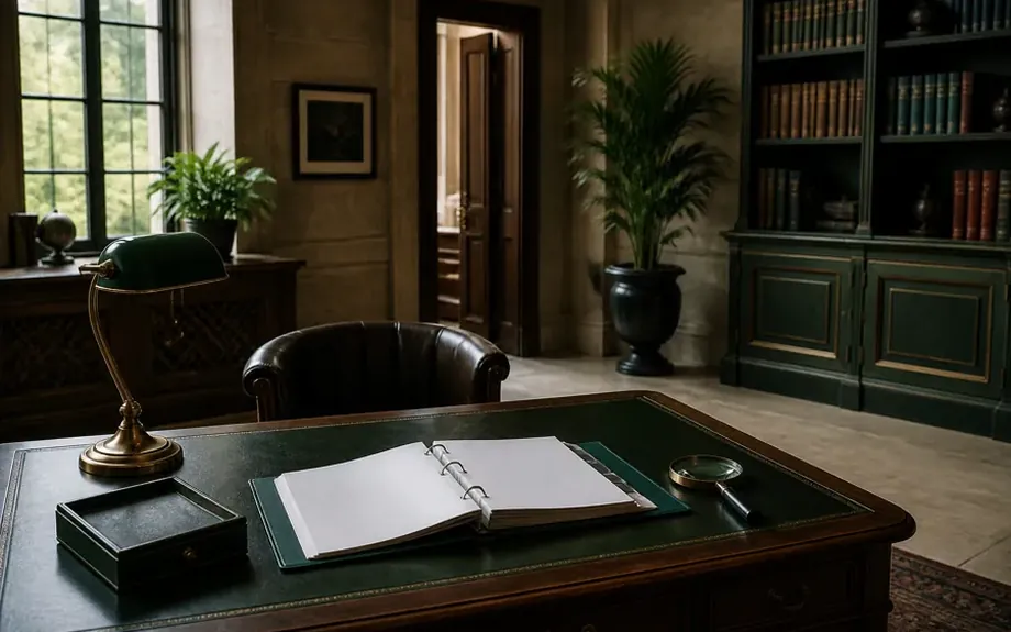 An organised overview of printed documents fanned out on a desk